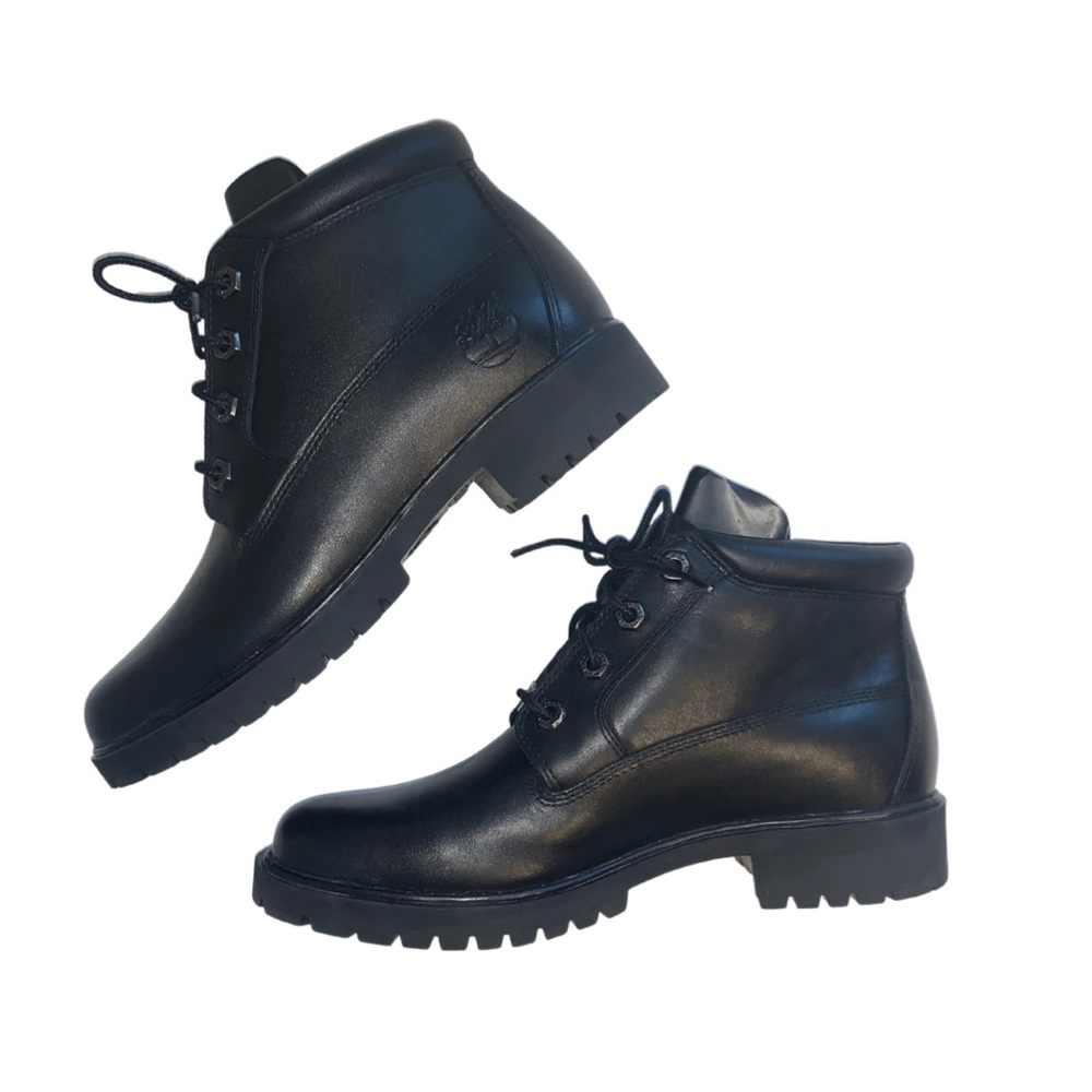 Timberland Black Waterproof Nellie Leather Lace Up Chukka Lug Sole Boot Size 7W
